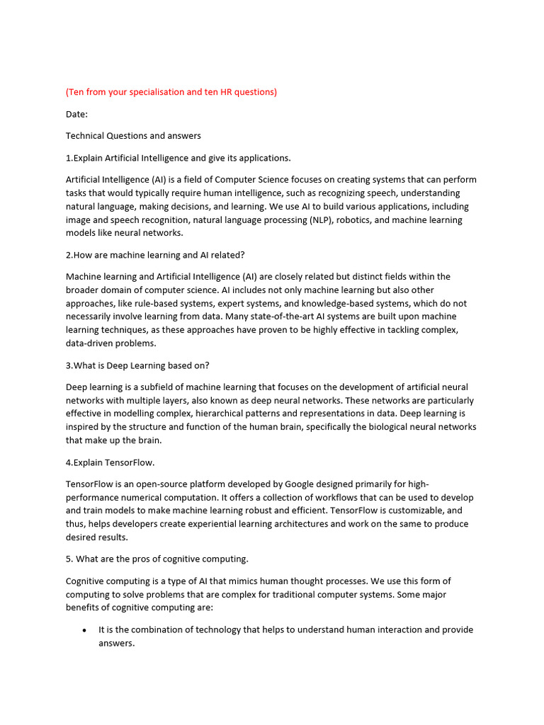 Top 20 Interview Questions & Answers | PDF | Machine Learning ...