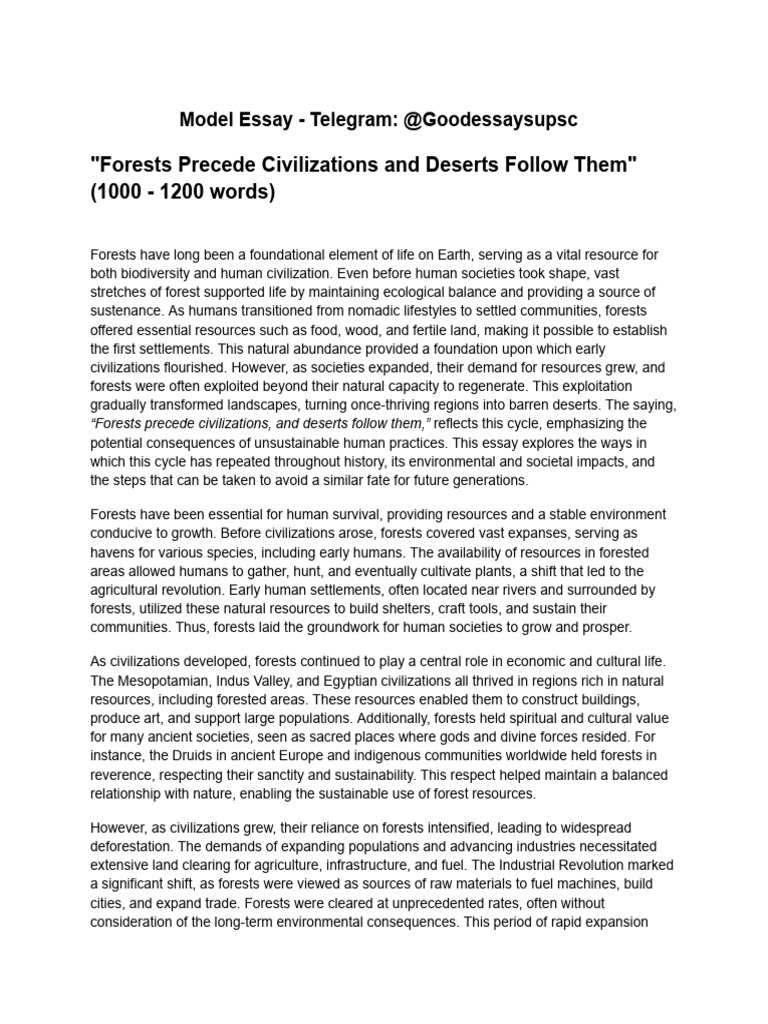 Forests and Civilizations: A Cycle Explained | PDF | Deforestation ...
