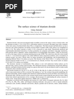 The Surface Science Of Titanium Dioxide Titanium Dioxide Catalysis
