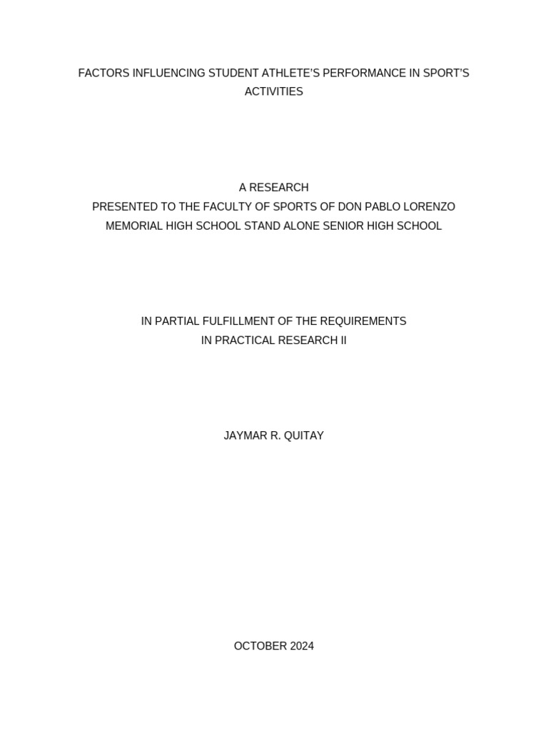 Factors Influencing Students Sports Performance | PDF | Survey ...