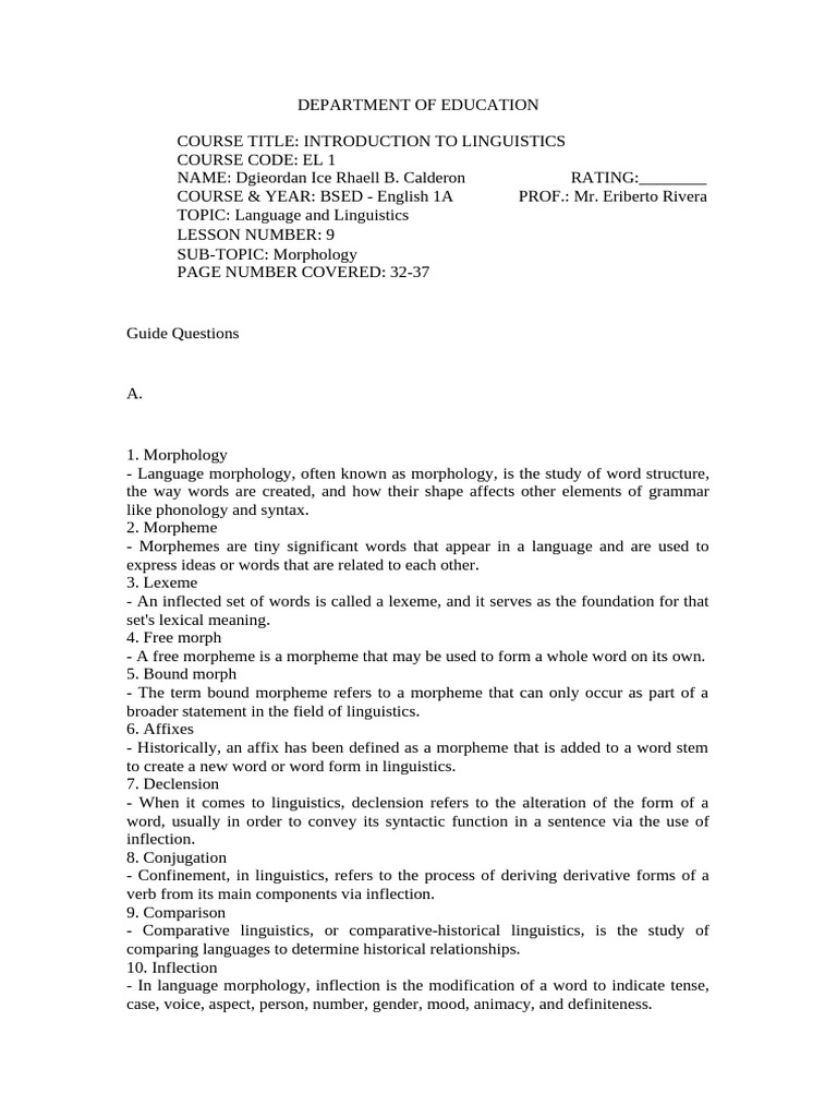 Understanding Morphology and Syntax | PDF | Morphology (Linguistics) | Word