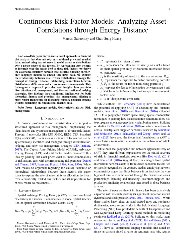 Continuous Risk Factor Models: Analyzing Asset Correlations Through ...