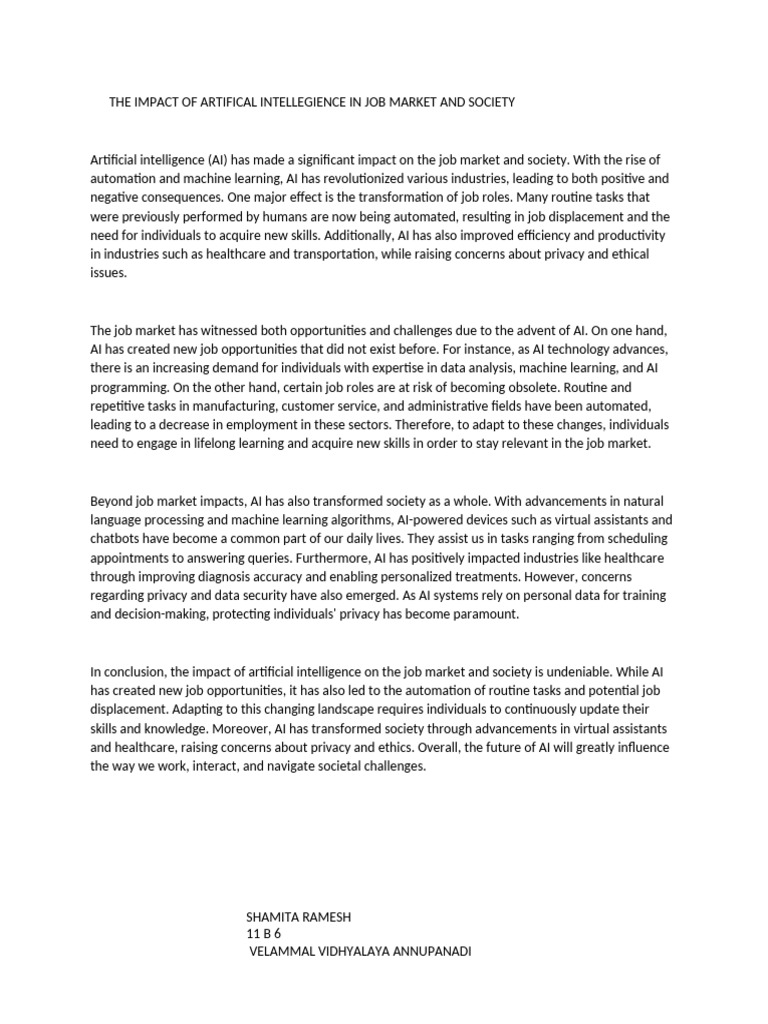 AI's Impact on Jobs and Society | PDF | Artificial Intelligence ...