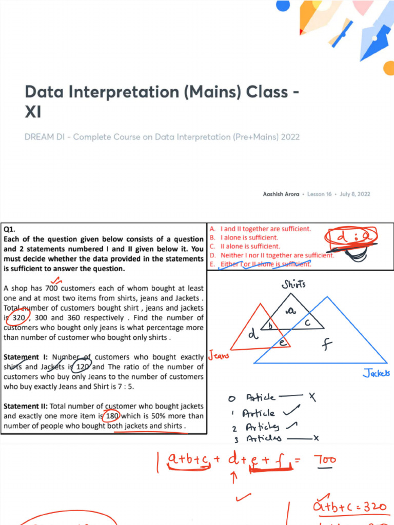 Data Interpretation Mains Class With Anno 1696854754654 | PDF