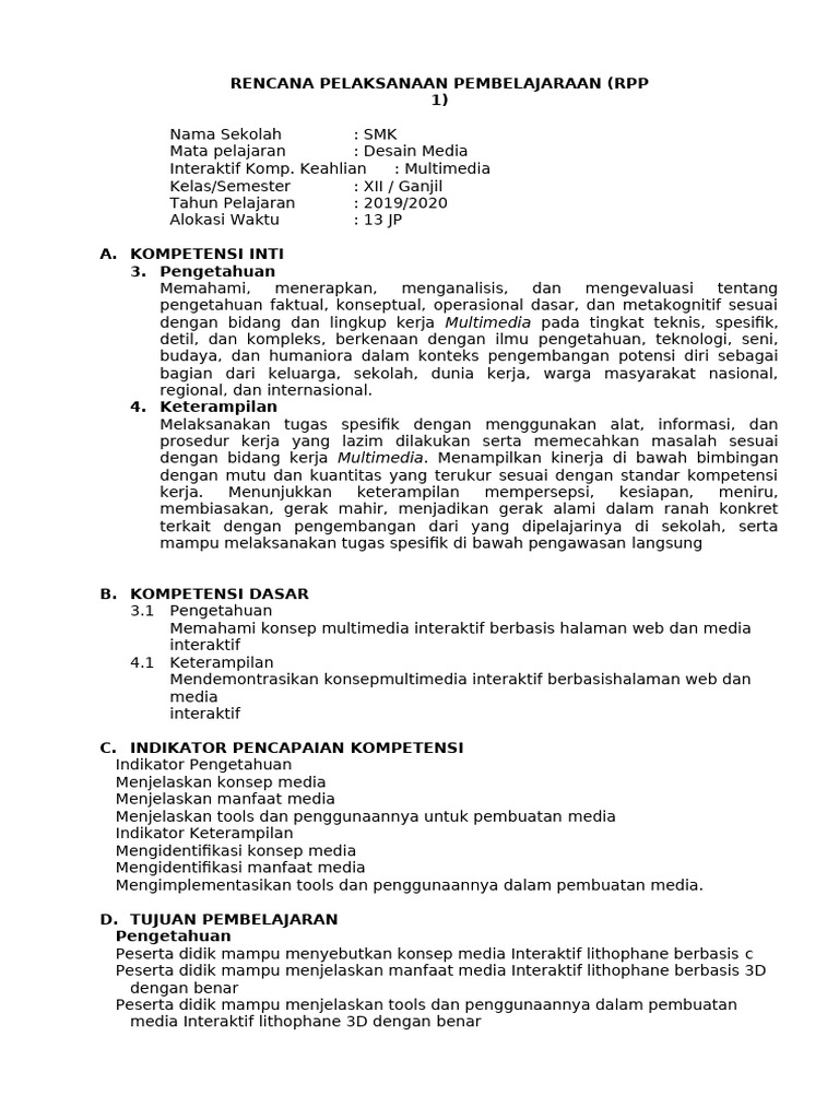 RPP Desain Media Interaktif | PDF