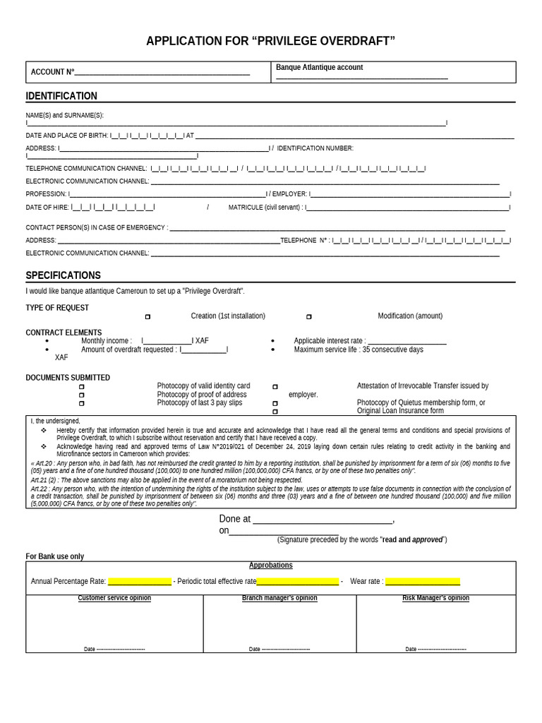 CG Decouvert Privilege Maj2023 Eng | PDF | Overdraft | Credit Card