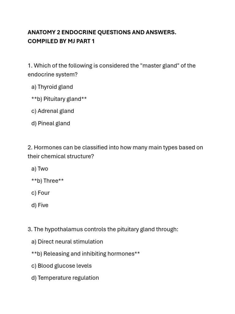 Endocrine System Q&A Guide | PDF | Endocrine System | Luteinizing Hormone
