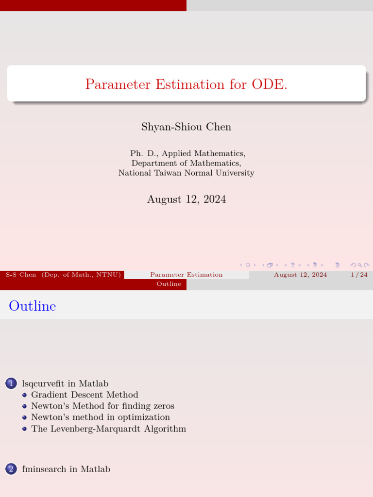 Parameter Estimation Techniques in ODE | PDF | Mathematical ...