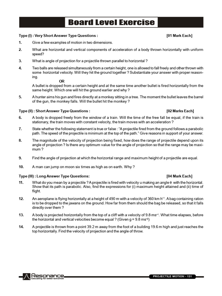 Projectile Motion: Key Concepts and Examples | PDF | Acceleration ...
