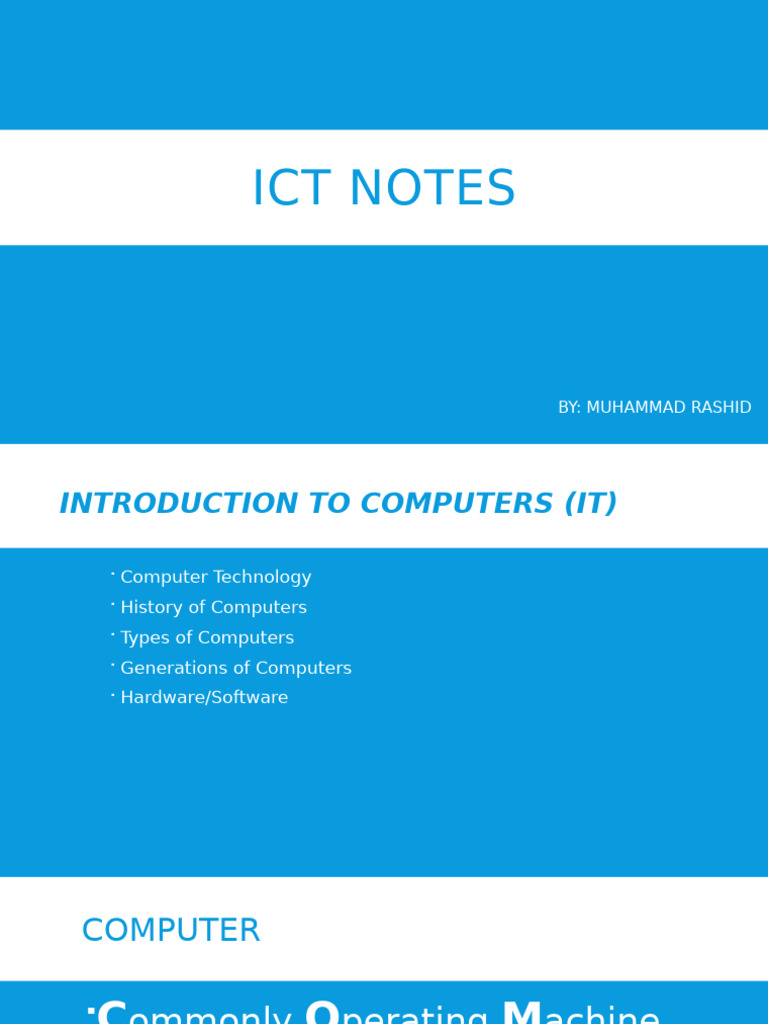 ICT Notes New | PDF | Computer Data Storage | Computer Network