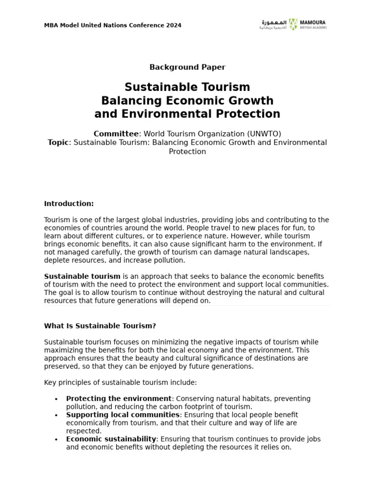 Sustainable Tourism: Balancing Growth & Environment | PDF ...