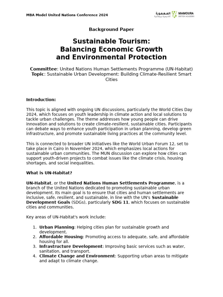 Background Paper UN Habitat - Topic 1 | PDF | Sustainability | United ...