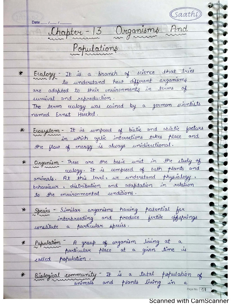 Organisms & Population Notes | PDF