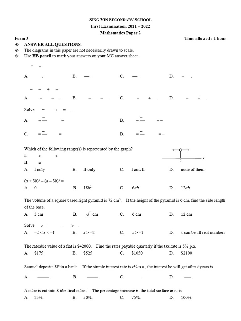 Form 3 Mathematics Exam Paper 2021 | PDF | Area | Elementary Geometry