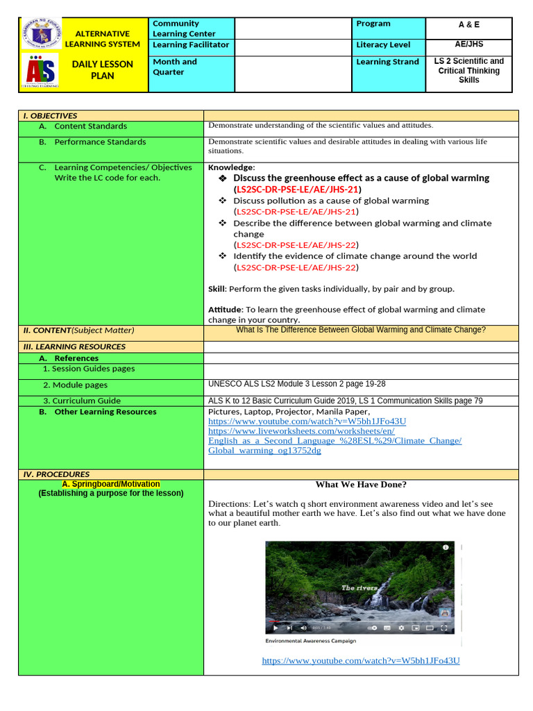 Global Warming Lesson Plan | PDF | Greenhouse Effect | Greenhouse Gas