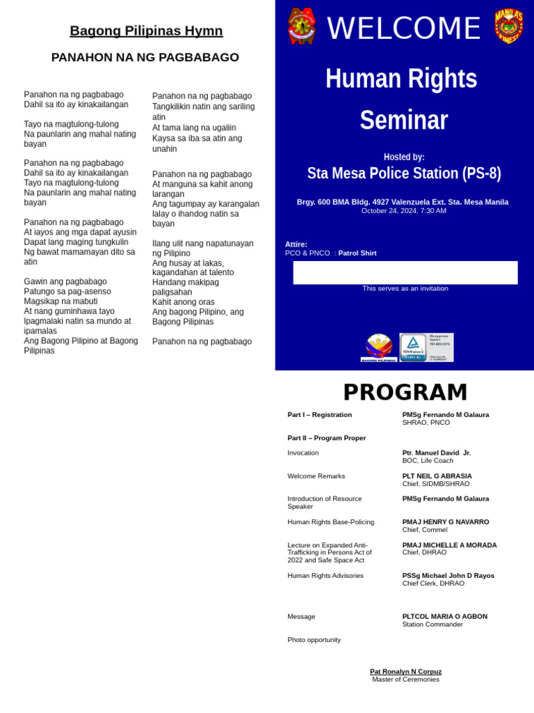 Human Rights Program Sta Mesa Police Station | PDF