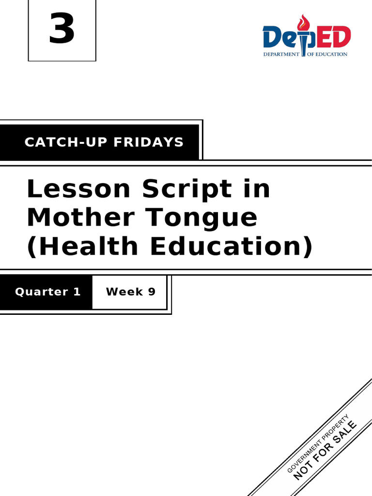 Lesson Script in Mother Tongue (Health Education) : Catch-Up Fridays | PDF