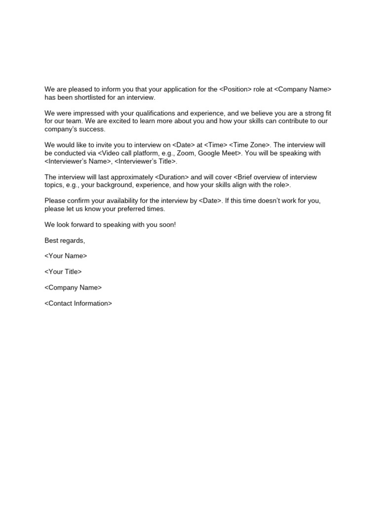 Interview Invitation Letter Template | PDF
