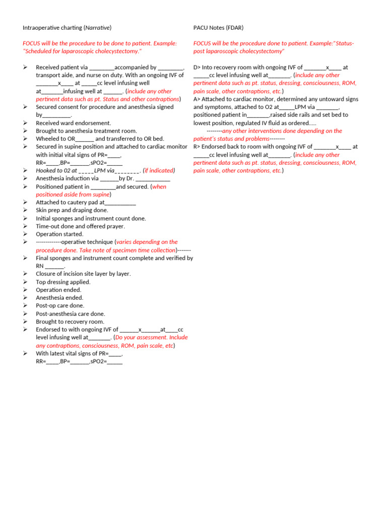 Sample Charting | PDF | Anesthesia | In Vitro Fertilisation