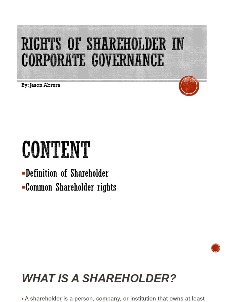 Shareholder Rights Explained | PDF | Stocks | Dividend