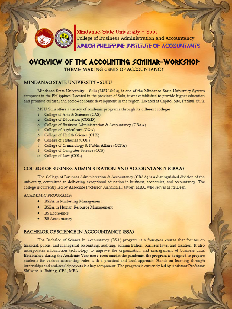 MSU-Sulu Accountancy Seminar Overview | PDF | Debits And Credits | Expense