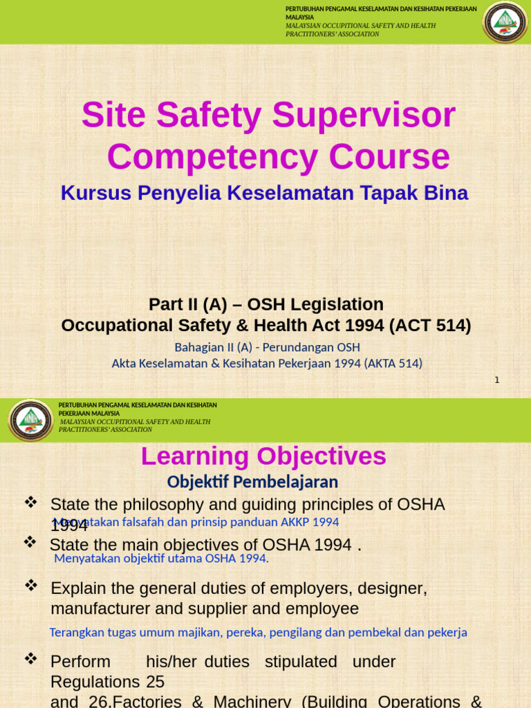 2b. Part II A - OSHA 1994 Regulations | PDF | Occupational Safety And ...