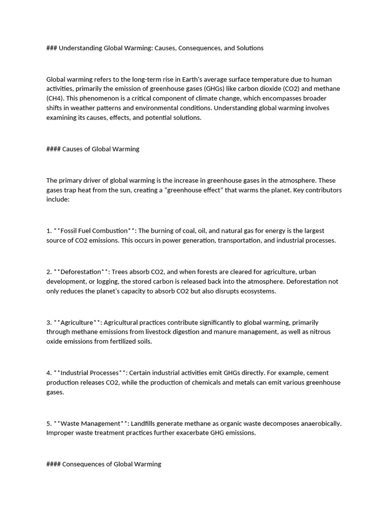 Global Warming: Causes, Effects, Solutions | PDF | Climate Change ...