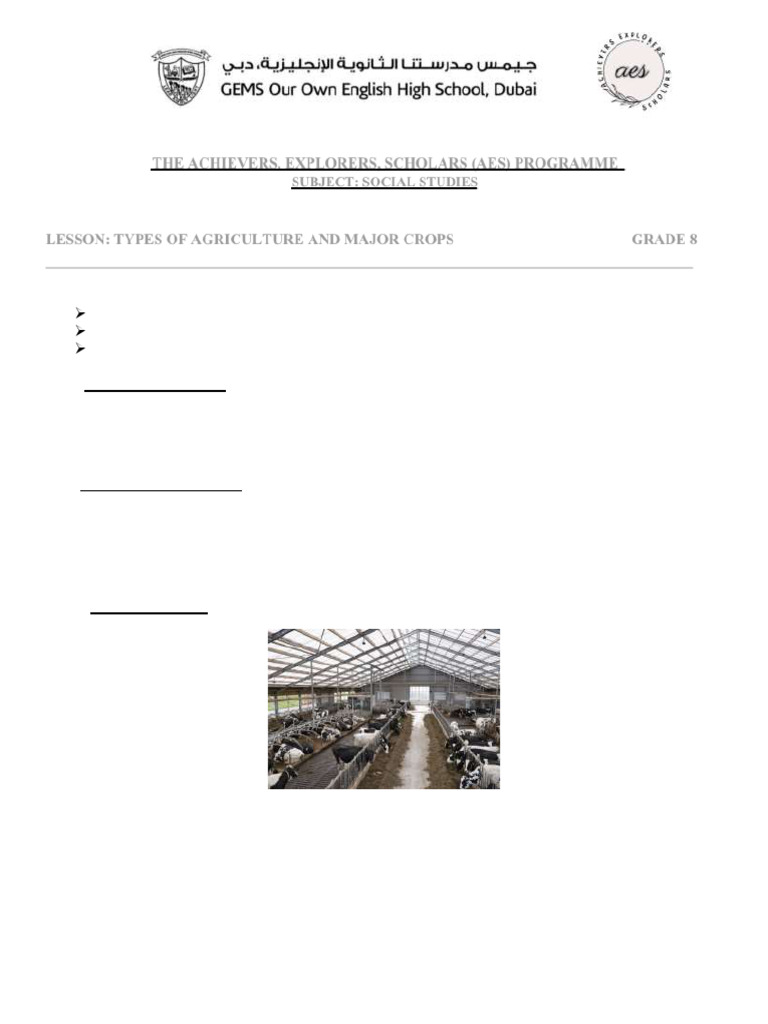 Types of Agriculture and Major Crops | PDF | Technology & Engineering
