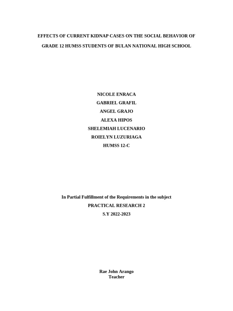 Kidnapping | PDF | Sampling (Statistics) | Psychological Trauma