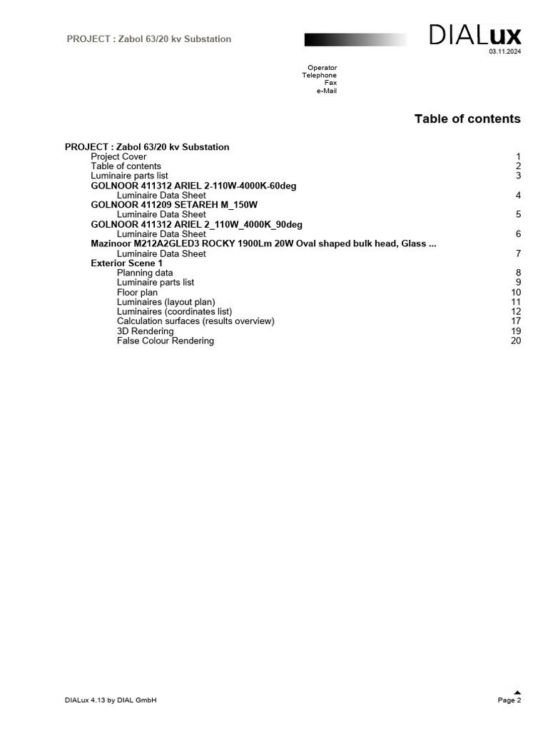 PROJECT: Zabol 63/20 KV Substation | PDF