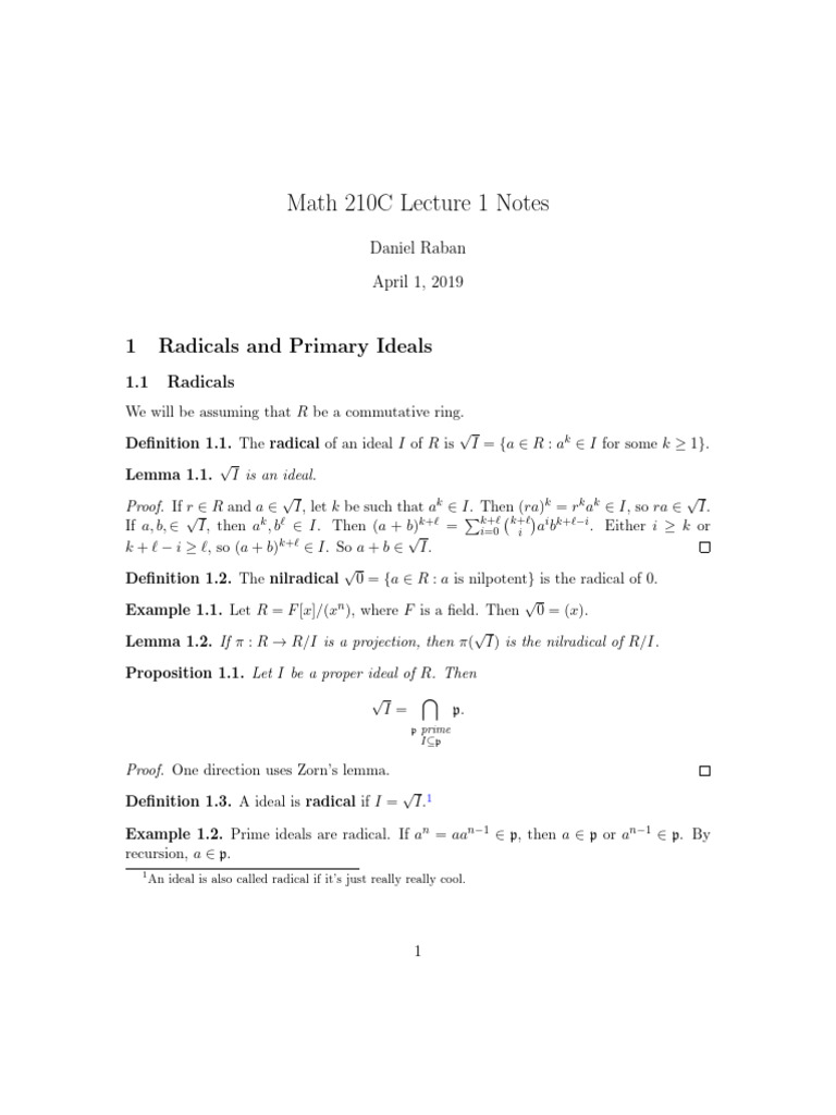Lec 1 Pdf Algebra Mathematics