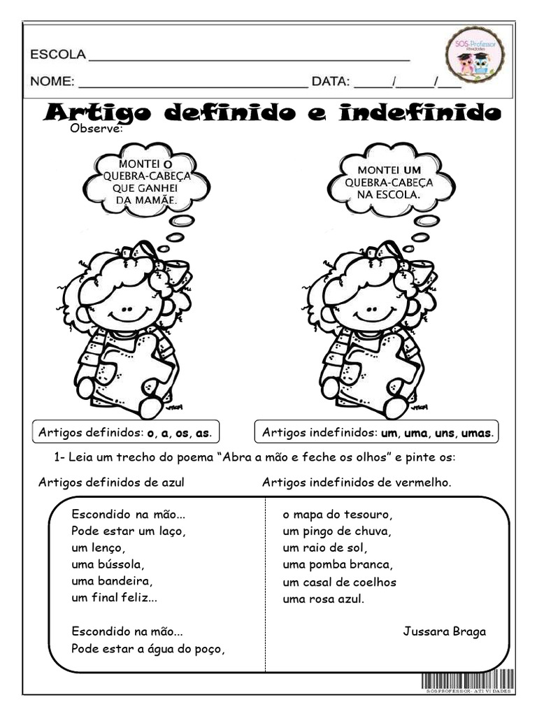 Atividades sobre Artigos Definidos e Indefinidos | PDF | Estudos de ...