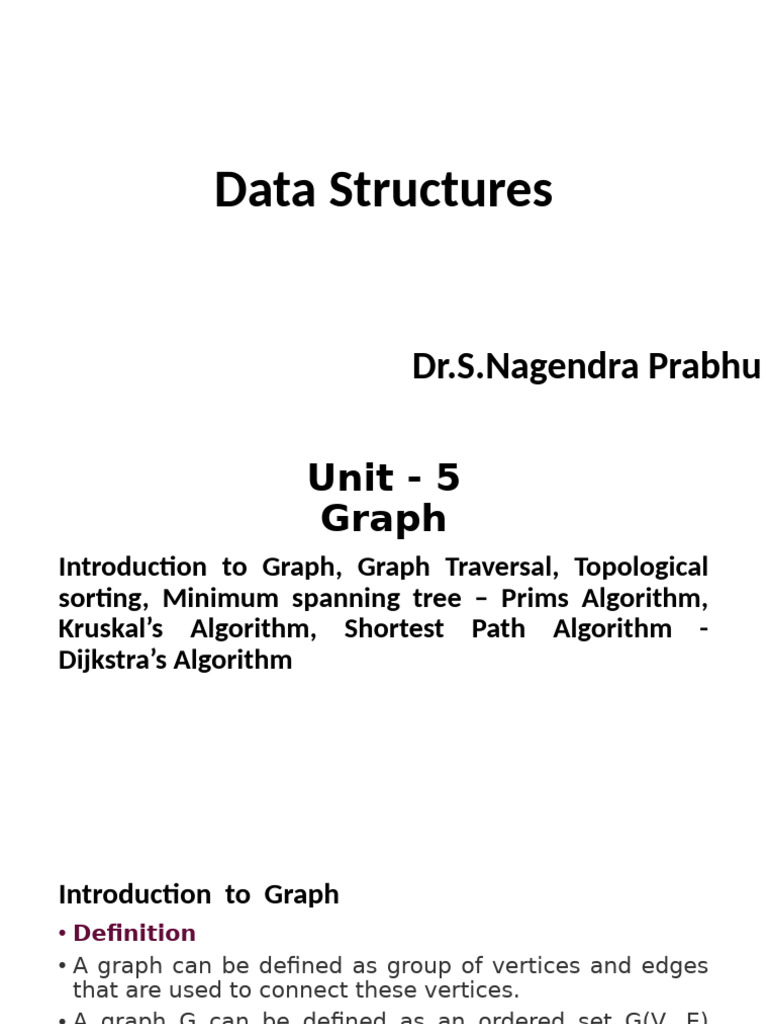 Unit 5 - DS - AK2 - Graph | PDF | Vertex (Graph Theory) | Computational ...