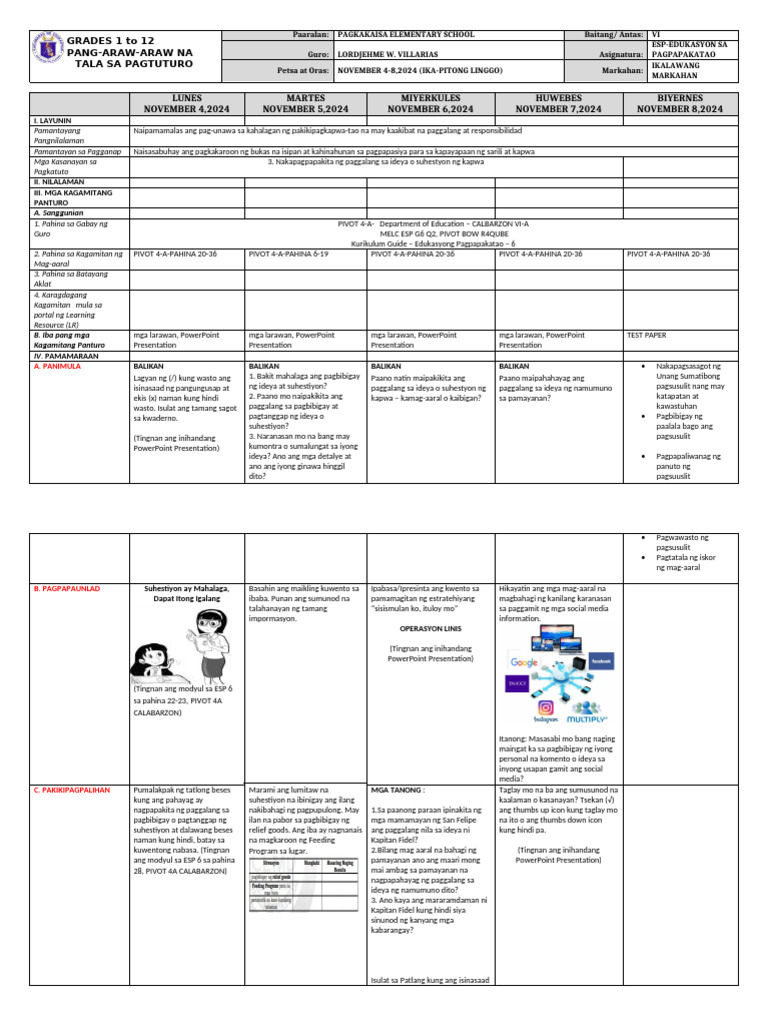 DLL Esp 6 Q2 W7 | PDF