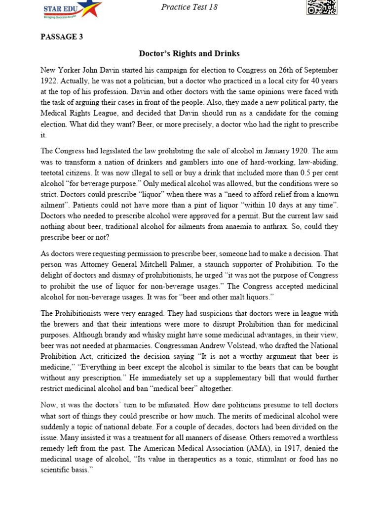Homework Reading Test 18 Passage 3 23.10 | PDF | Prohibition | United ...