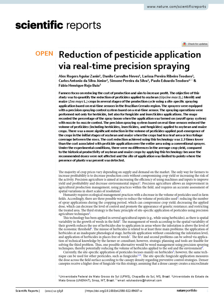 Precision Spraying Reduces Pesticide Use | PDF | Herbicide | Agriculture
