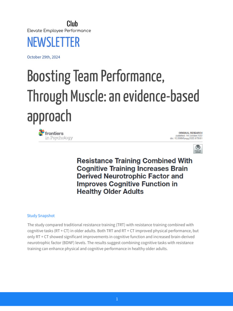 Boost Employee Performance with Exercise | PDF | Strength Training ...