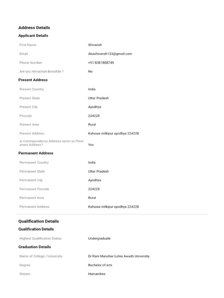 Application Form - Post Payment | PDF