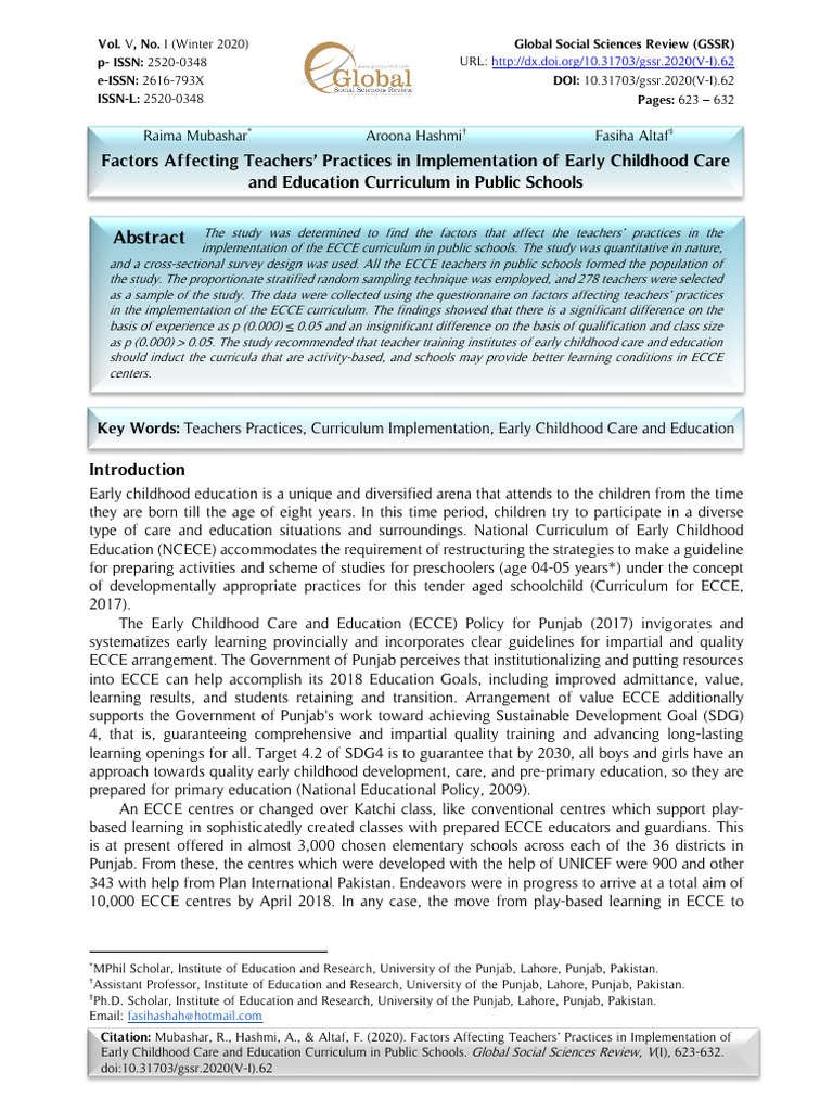 Factors Affecting Teachers Practices in | PDF | Teachers | Curriculum