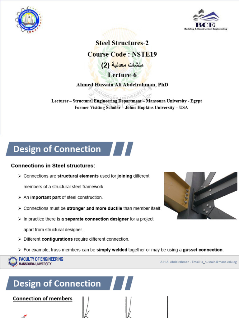 Steel Connection Design Principles | PDF | Mechanical Engineering ...