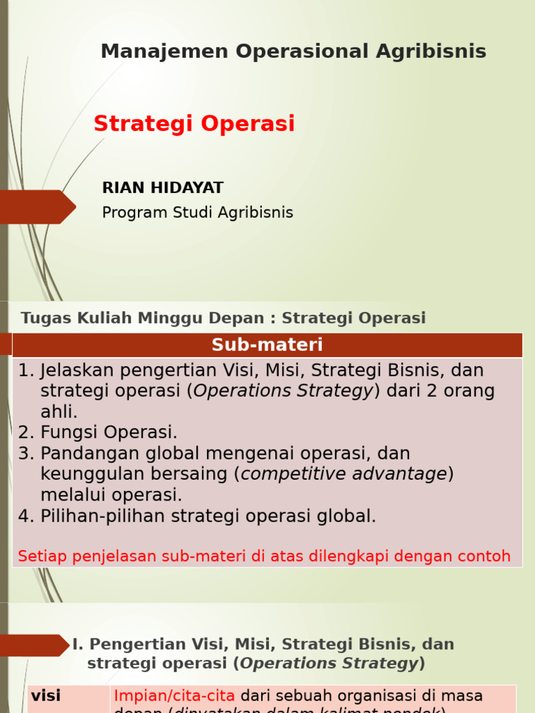 Kuliah 2 Strategi Operasi - 2024 - Upload | PDF | Bisnis | Seni