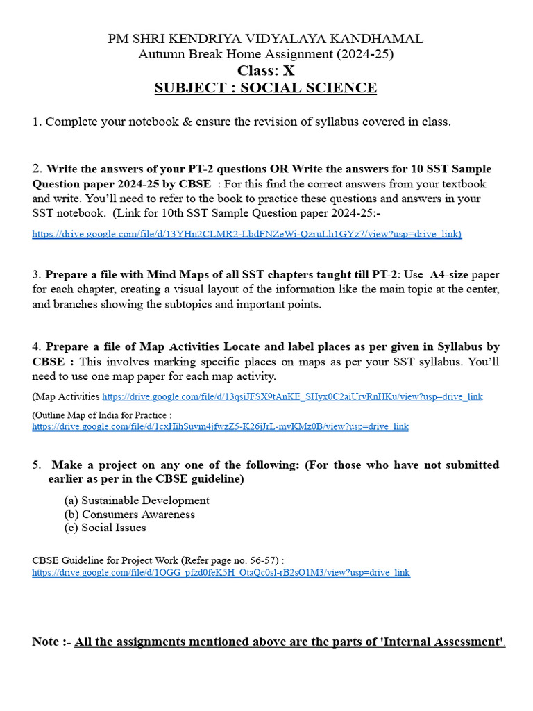 Class X Social Science Tasks | PDF