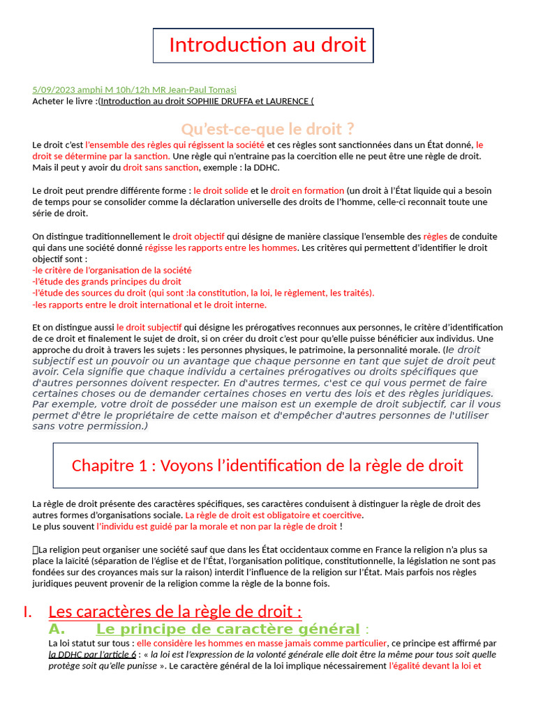Introduction au Droit et ses Principes | PDF | Loi | Constitution