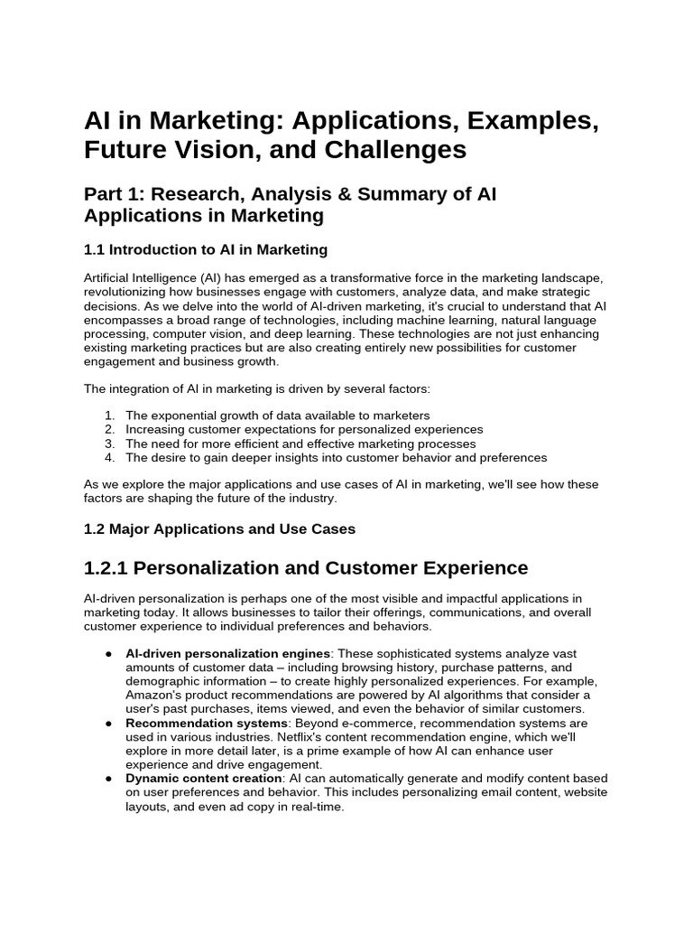 AI Applications in Marketing Overview | PDF | Artificial Intelligence ...