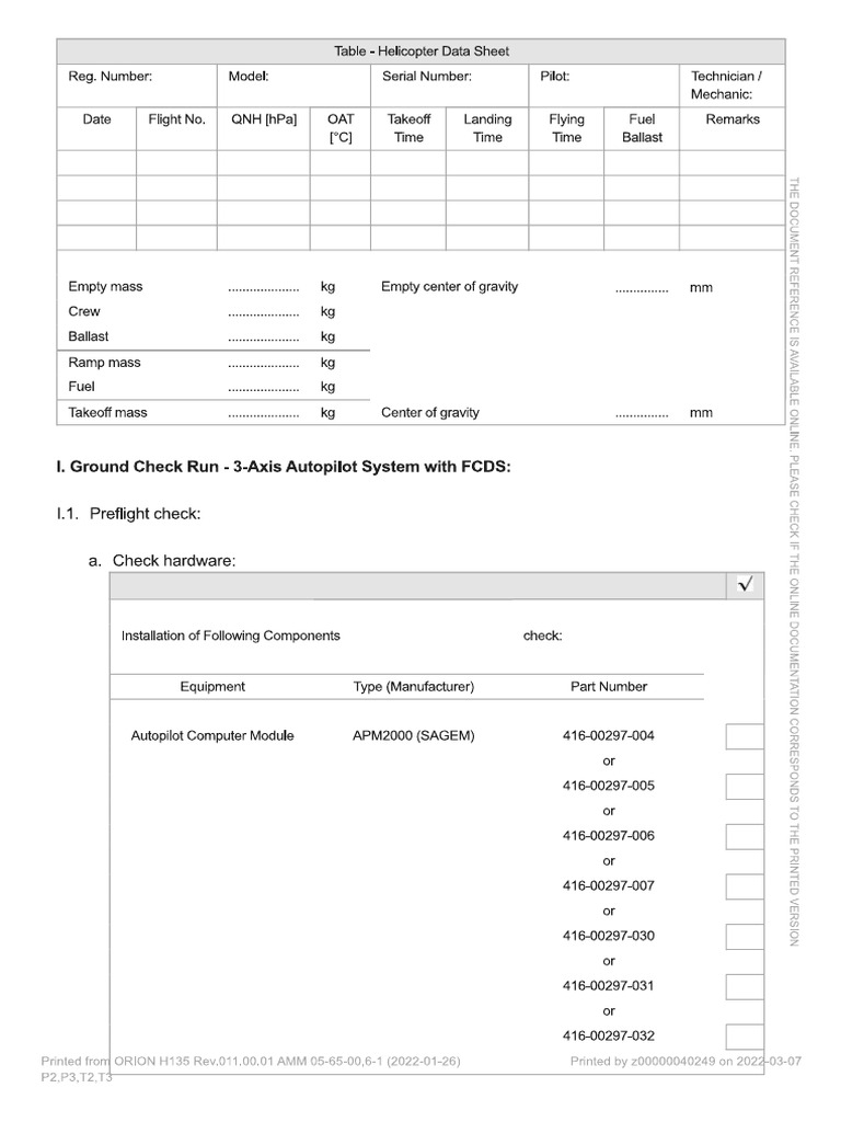 Ground Run & Check Flight - Autopilot Ec135 | PDF