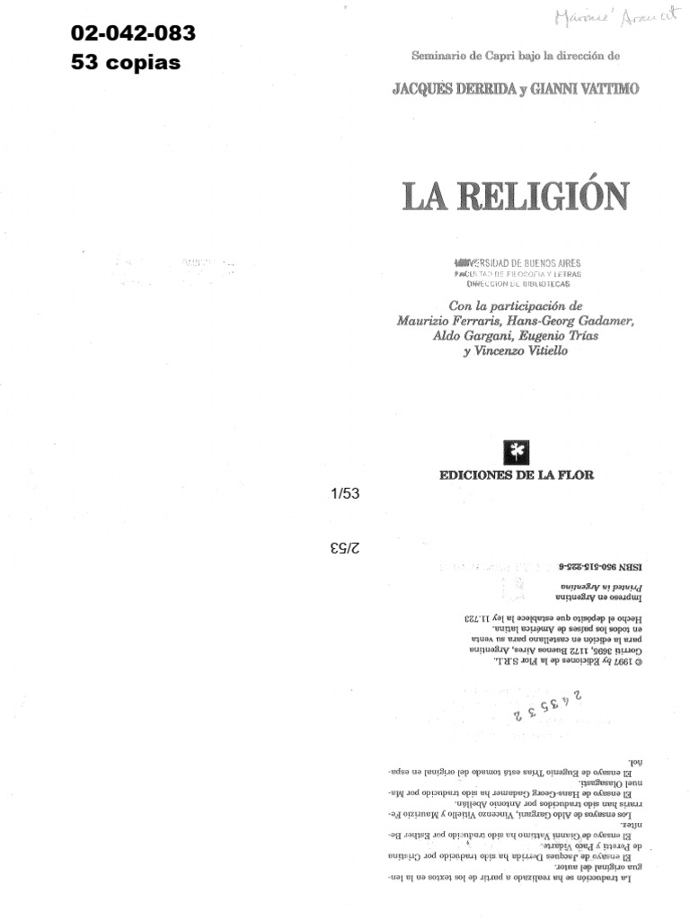 U4 - DERRIDA Fe y Saber | PDF