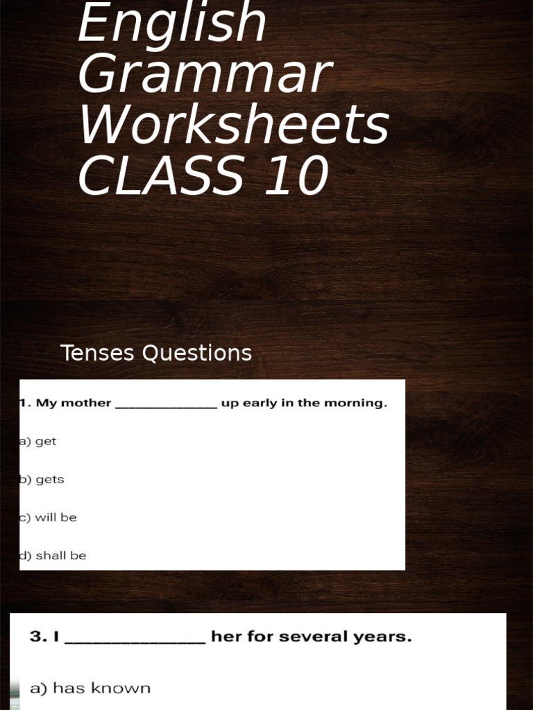 English Grammar Worksheets | PDF
