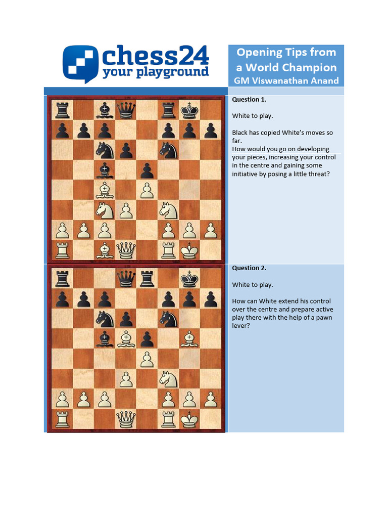 Opening Strategies from GM Anand | PDF | Chess Openings | Traditional ...