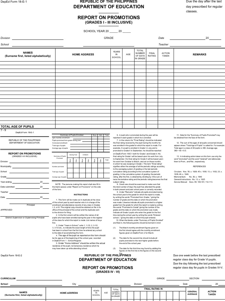 Department of Education Report On Promotions: Remarks Names (Surname ...