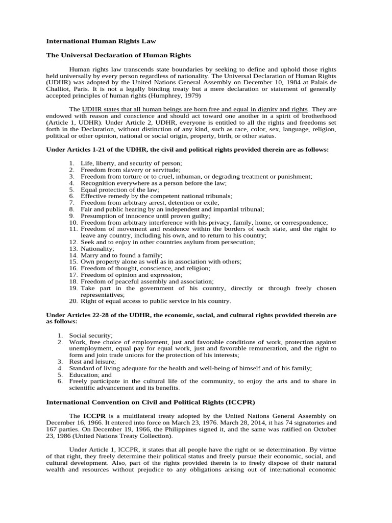 Overview of International Human Rights Law | PDF | Human Rights | Child ...
